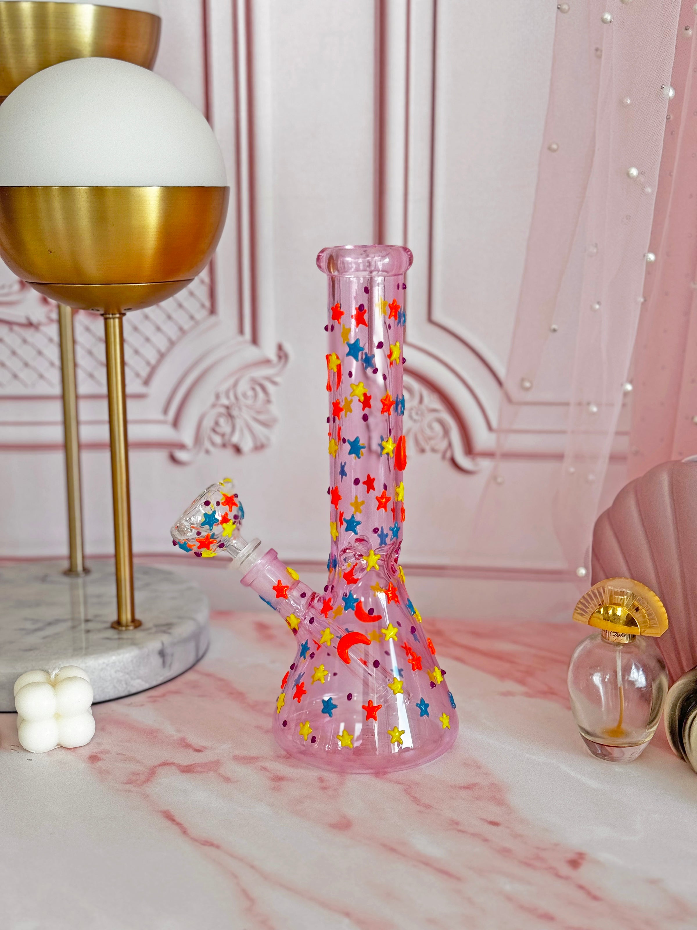 Glow in the Dark Night Sky Bong- Pink Shop Burning Love Glow in the Dark Night Sky Bong- Pink Shop Burning Love