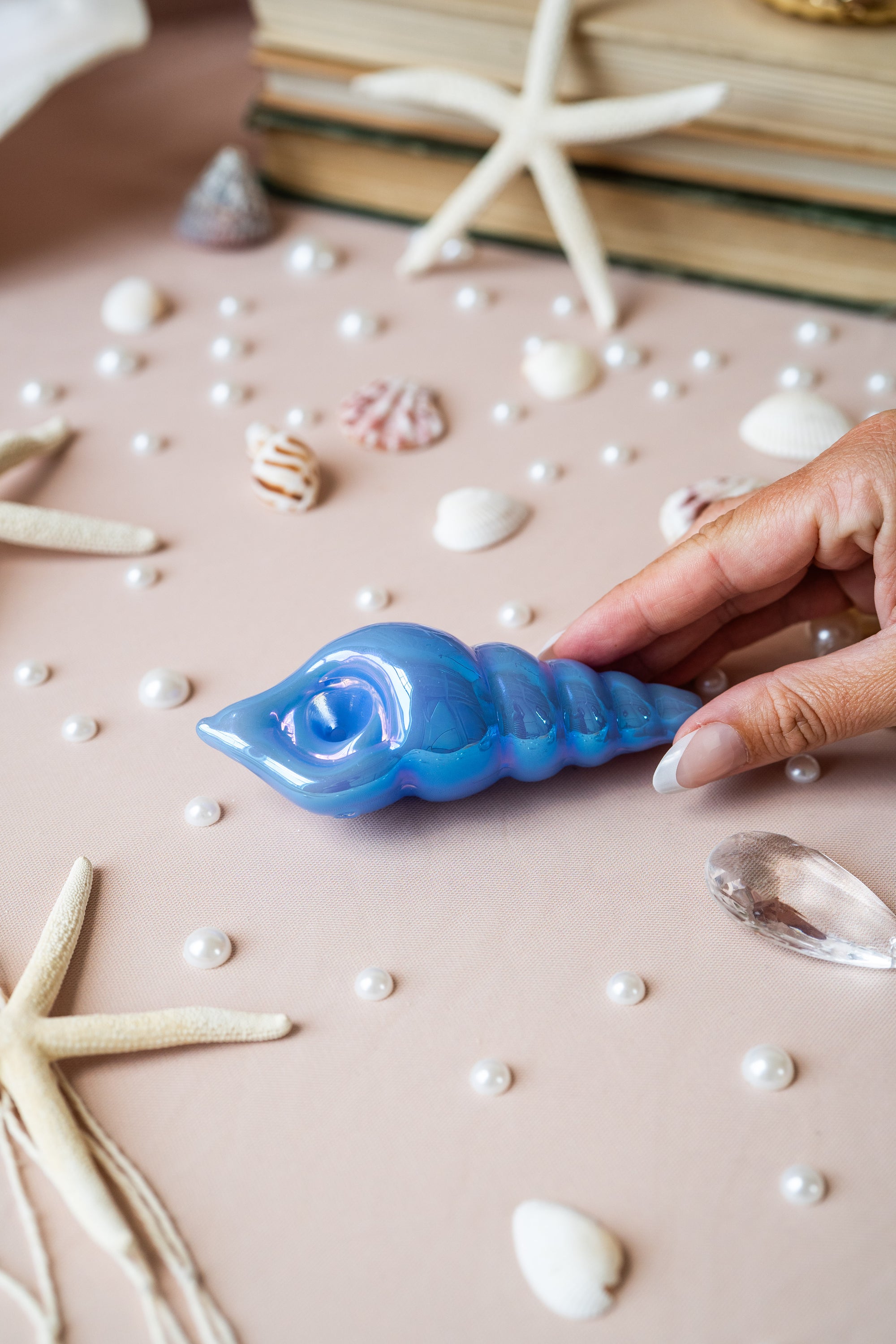Iridescent Shell Pipe- Blue