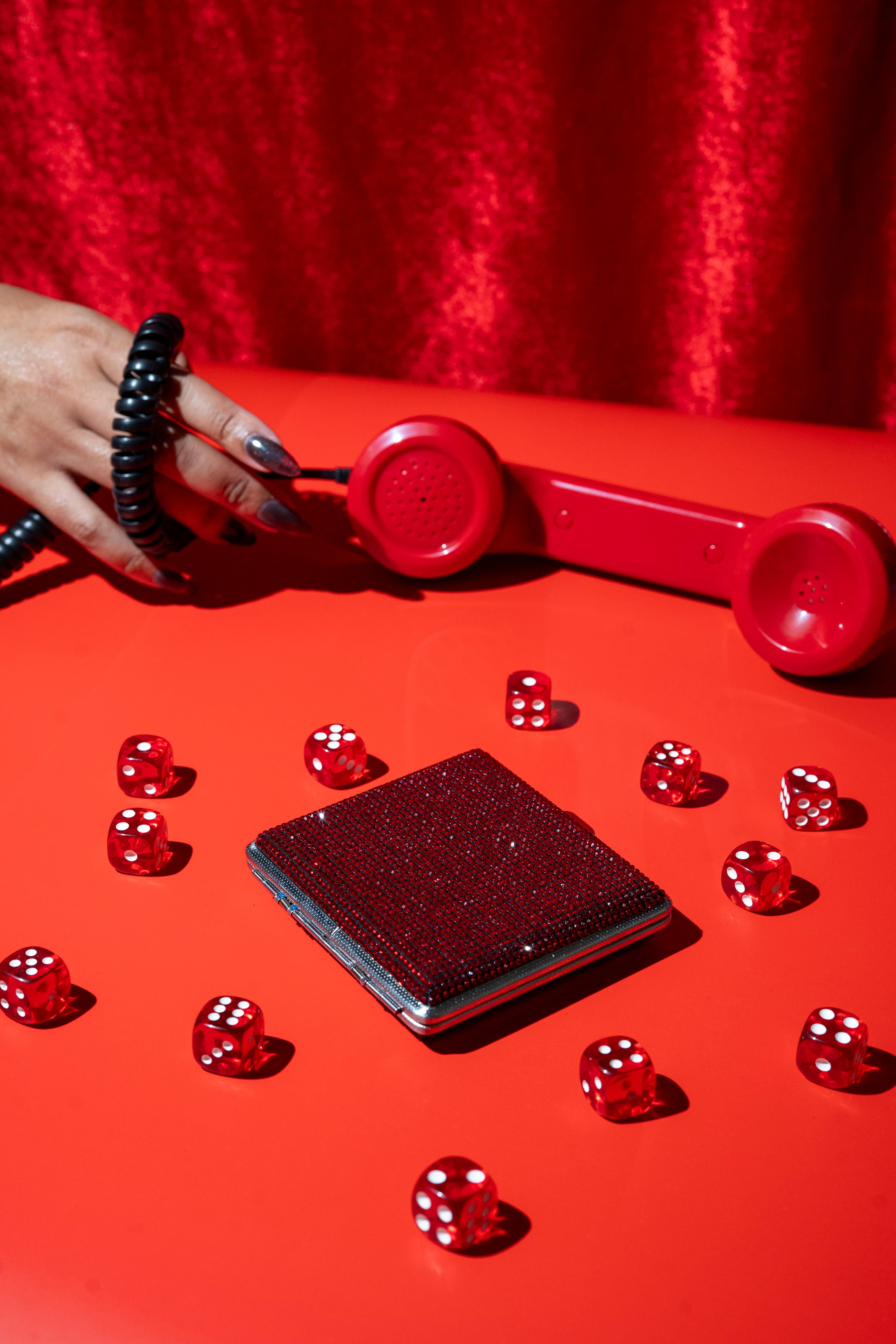Rhinestone Cig Case- Red