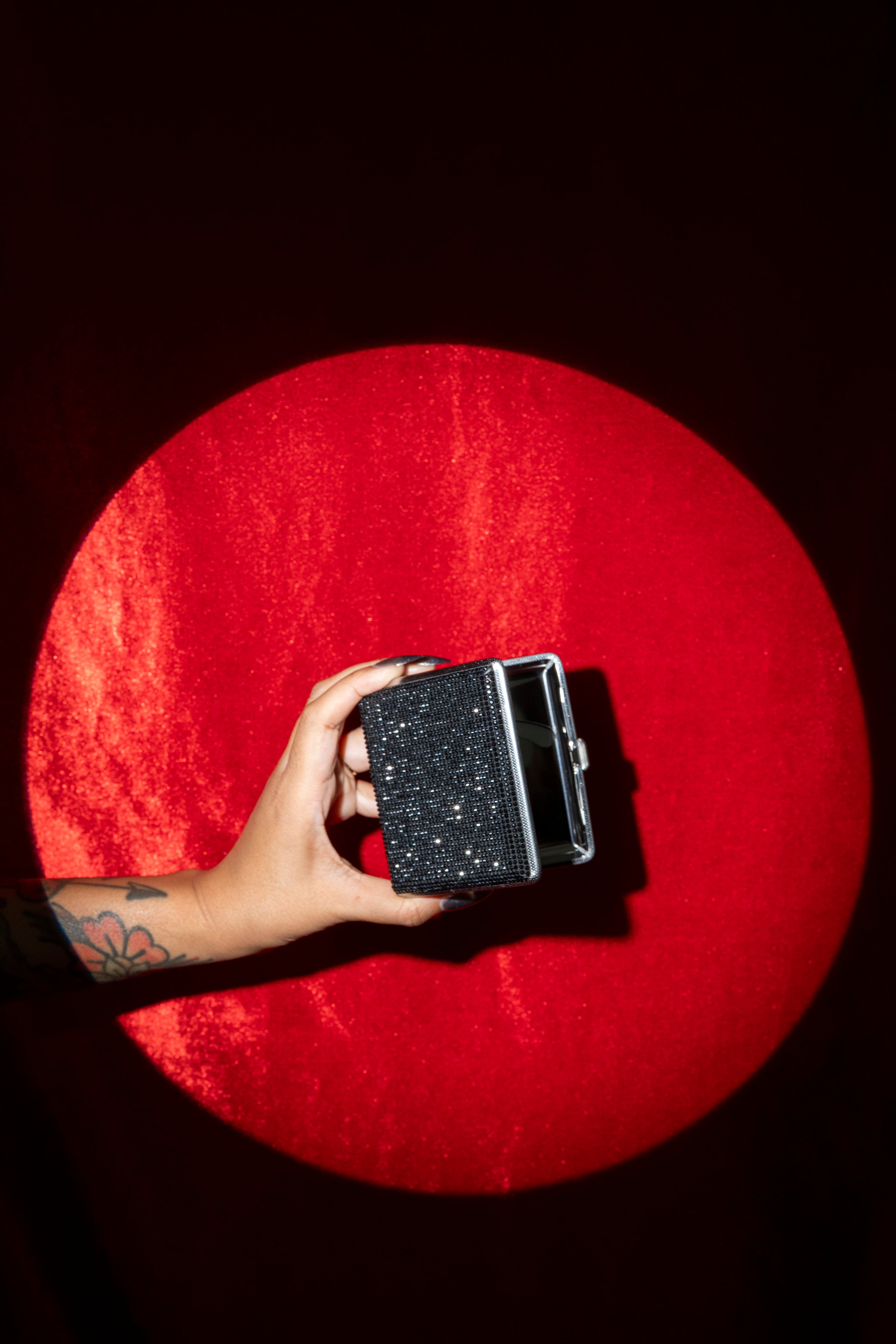 Rhinestone Cig Case- Black