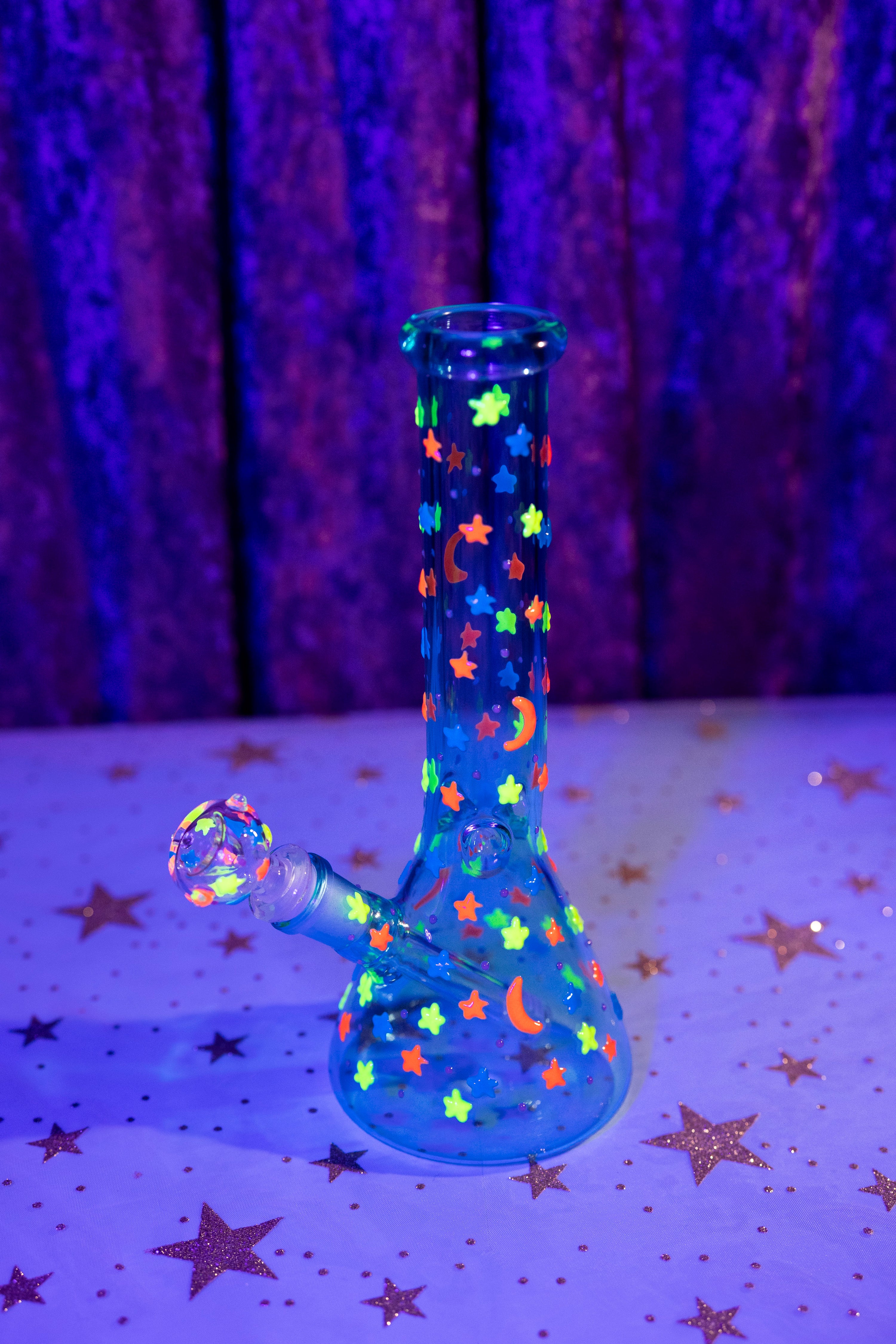 Glow in the Dark Night Sky Bong- Blue