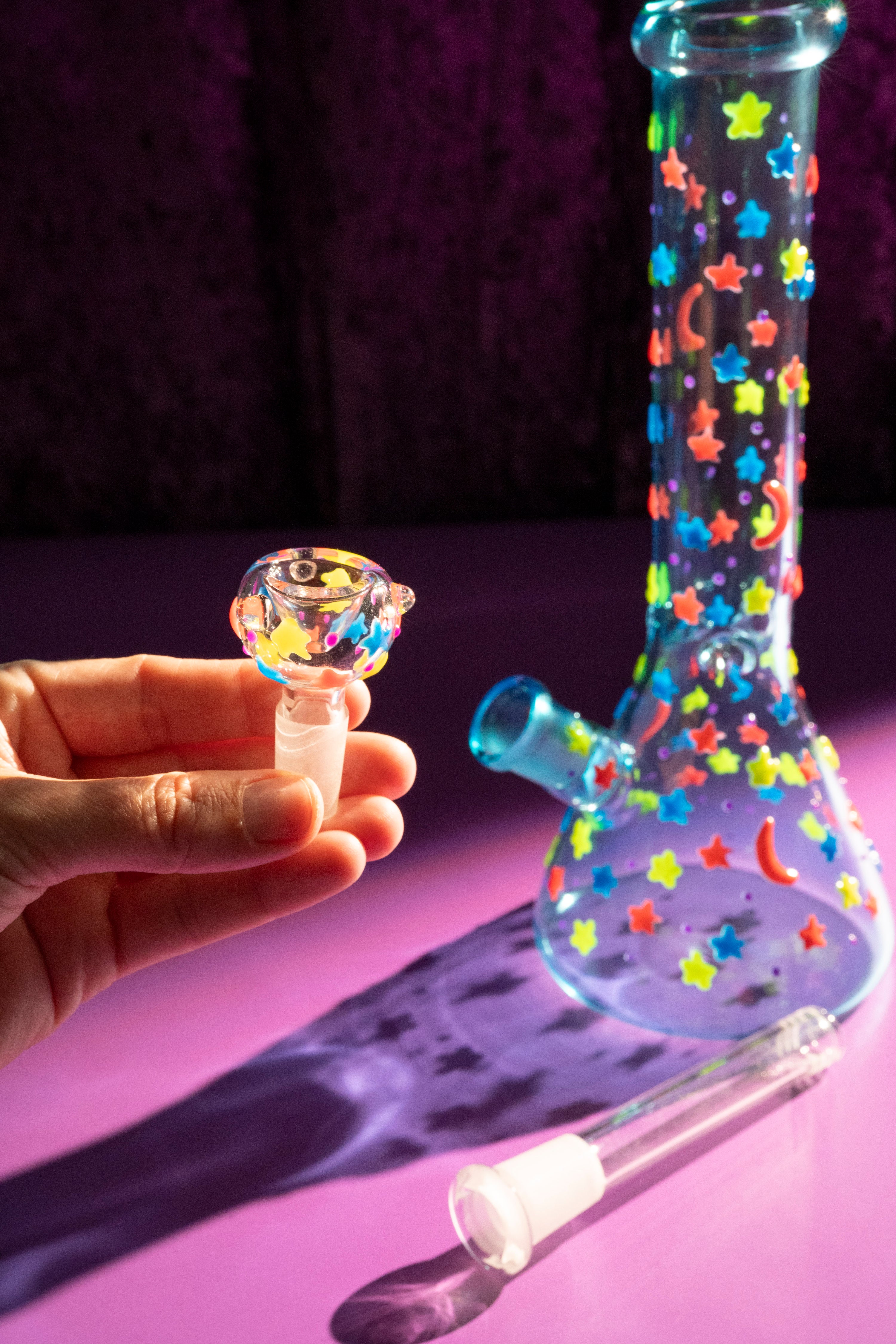 Glow in the Dark Night Sky Bong- Blue