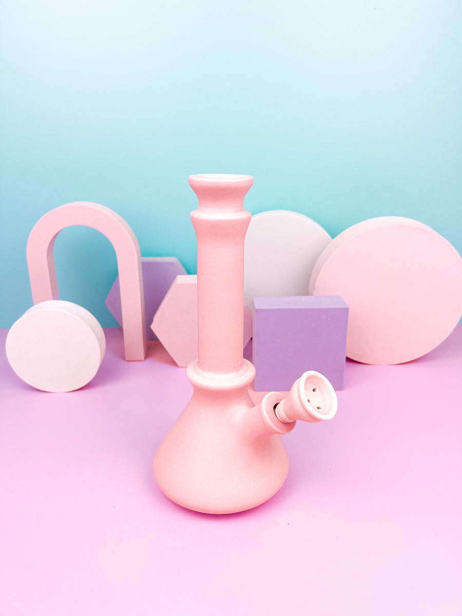 Ceramic Beaker Bong- Pink