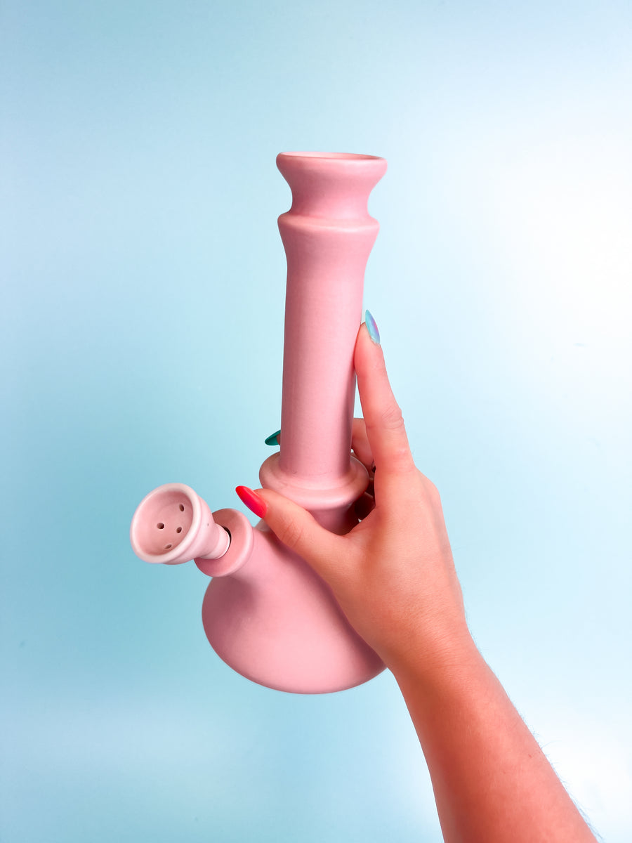 Ceramic Beaker Bong- Pink