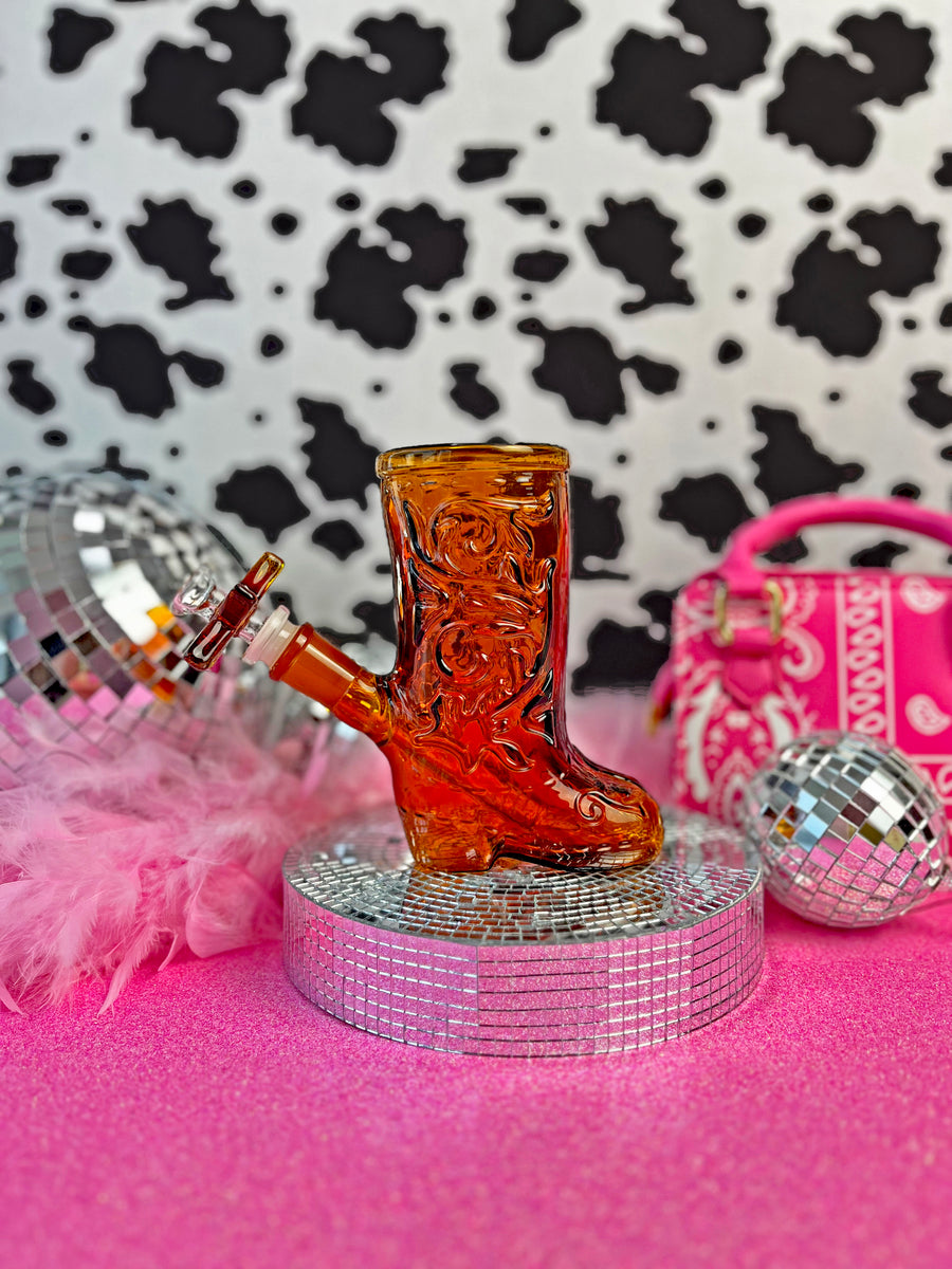 Cowboy Boot Bong - Amber