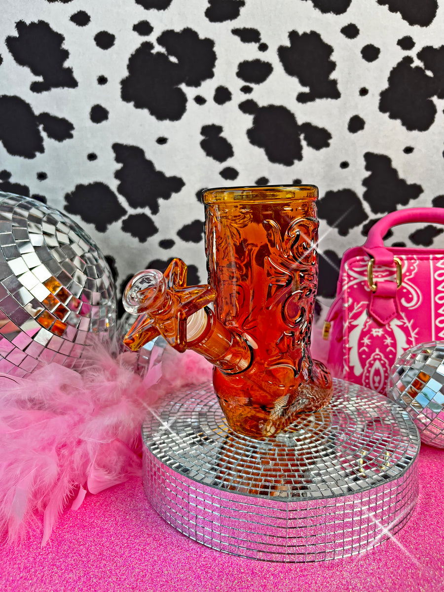 Cowboy Boot Bong - Amber
