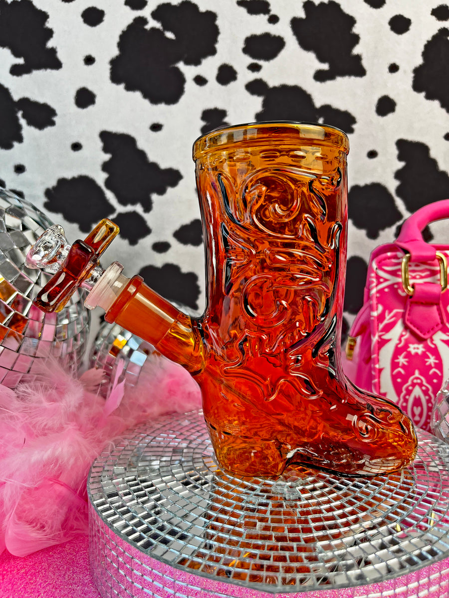 Cowboy Boot Bong - Amber