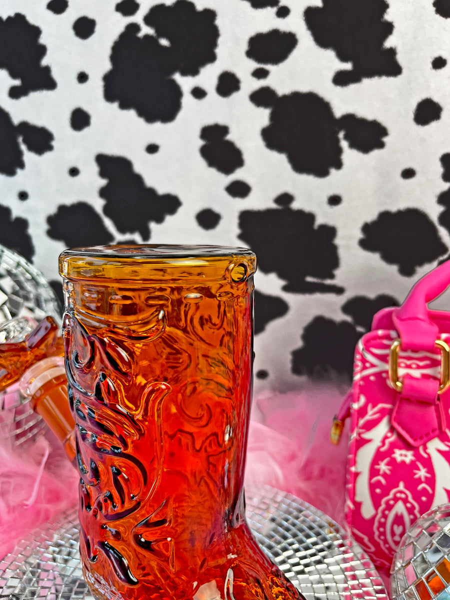Cowboy Boot Bong - Amber