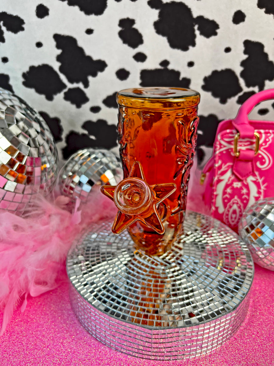 Cowboy Boot Bong - Amber