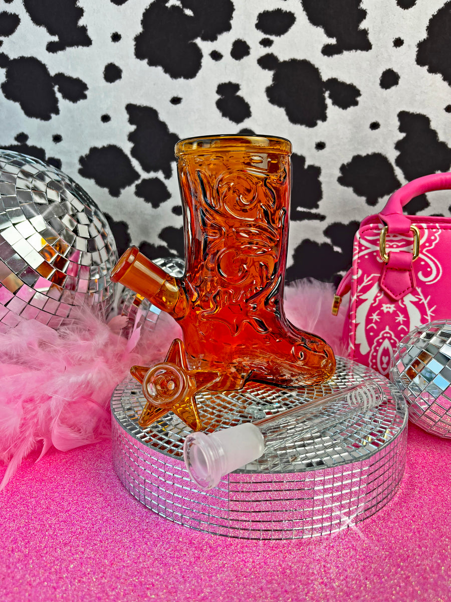 Cowboy Boot Bong - Amber