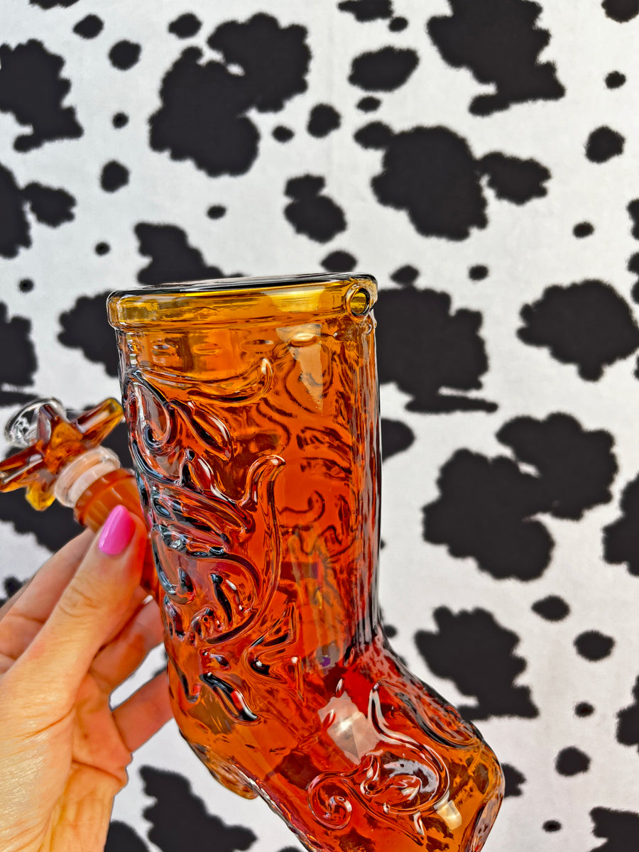 Cowboy Boot Bong - Amber