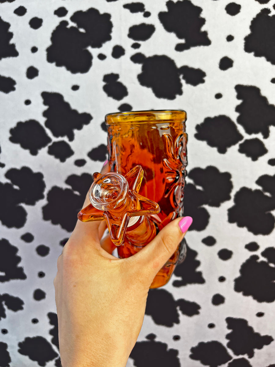 Cowboy Boot Bong - Amber