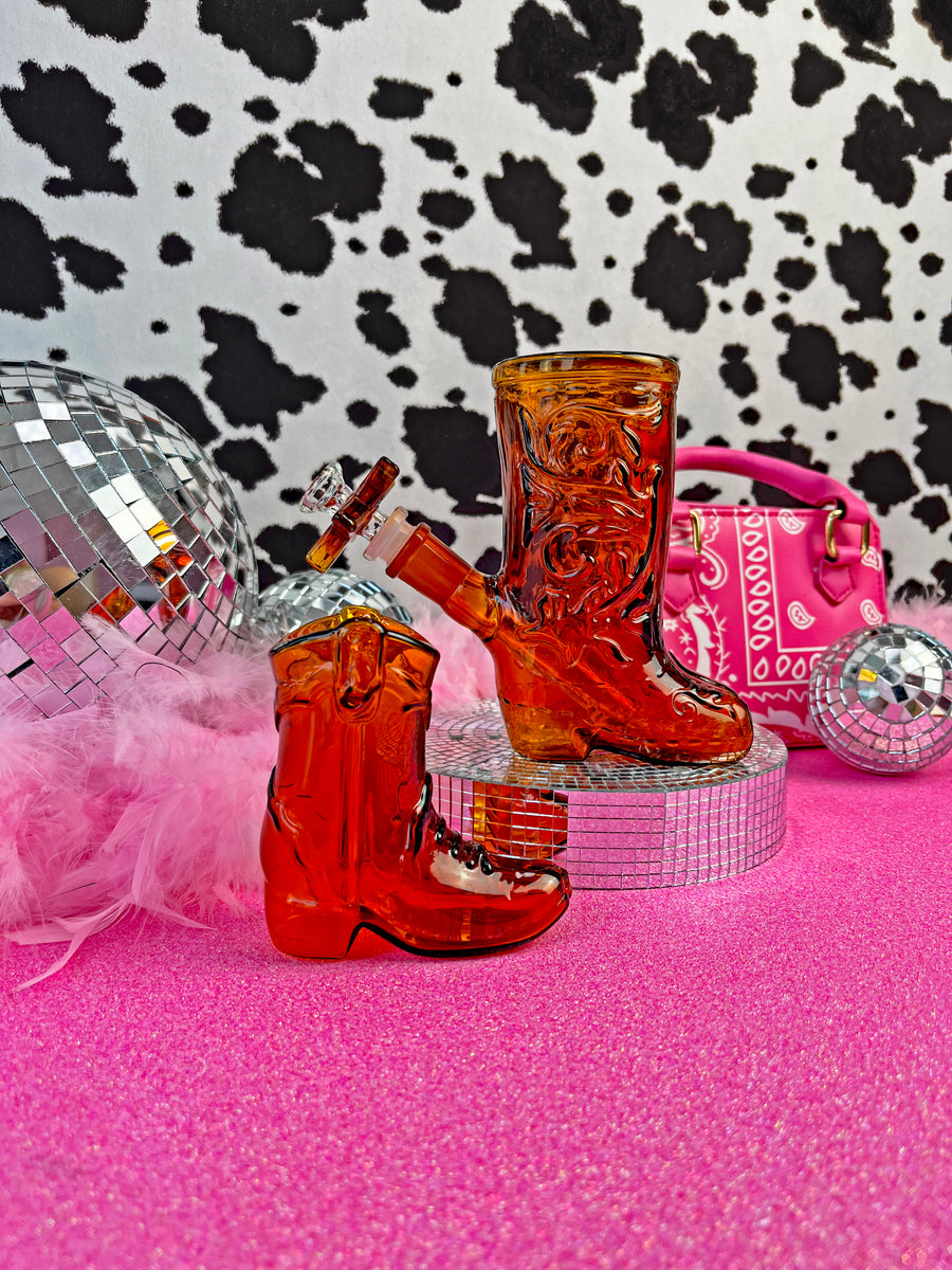 Cowboy Boot Bong - Amber