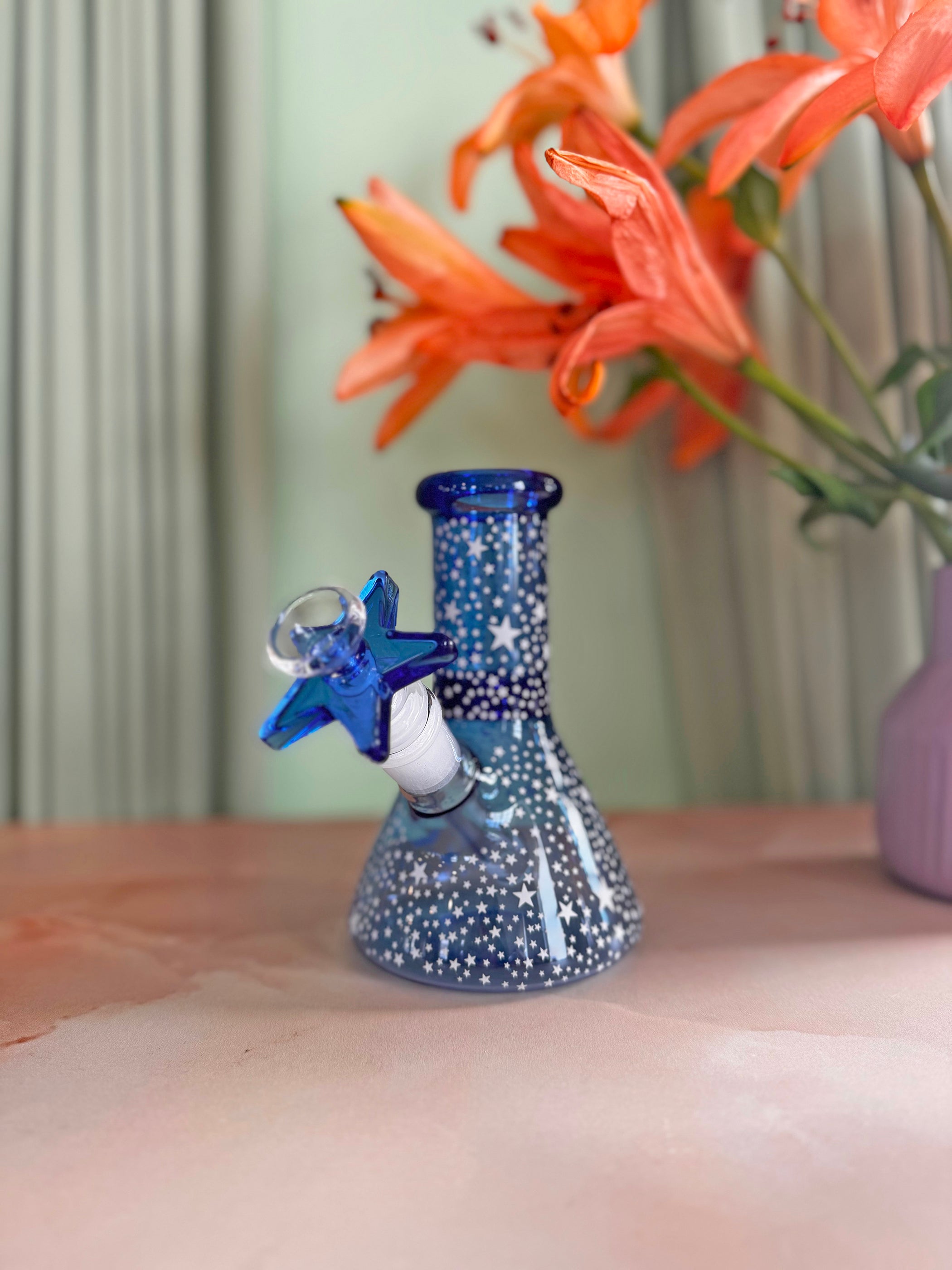 Celestial Mini Bong (glow in the dark!)- Blue