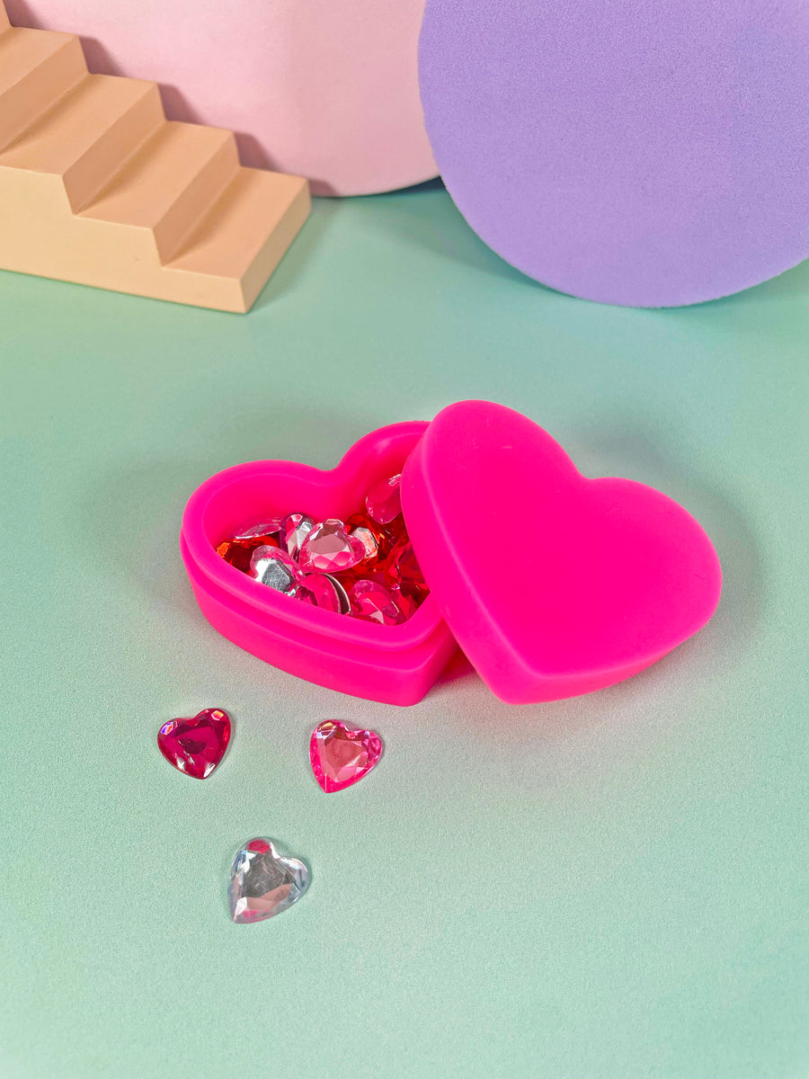 Heart silicone container- pink