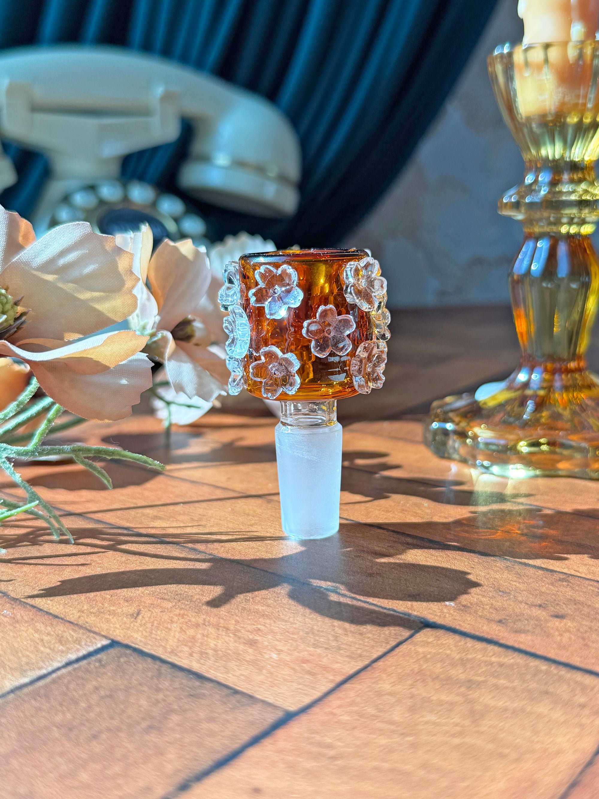 Crystal Flower Slide- Amber
