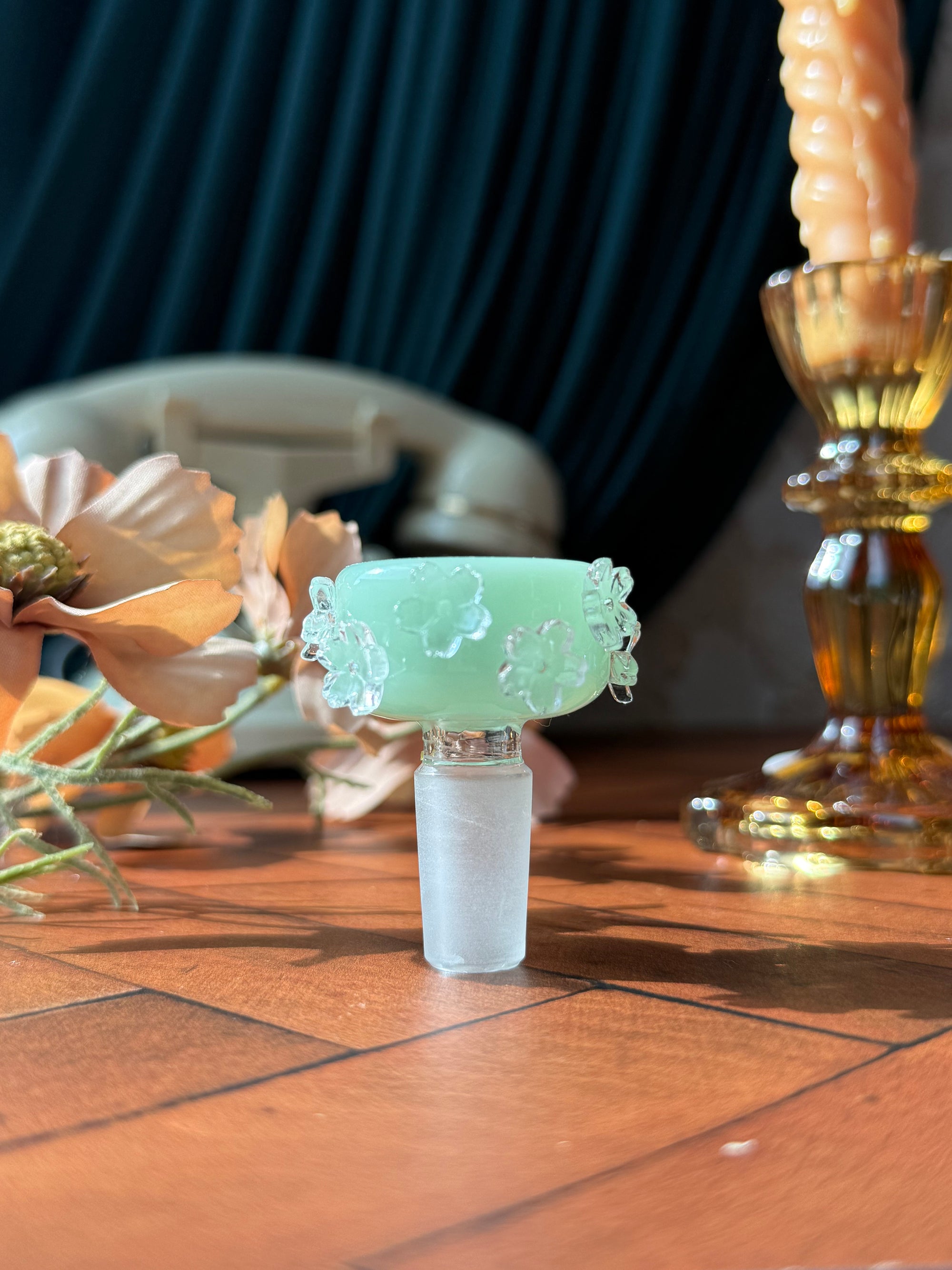 Crystal Flower Slide- Light Jade Green