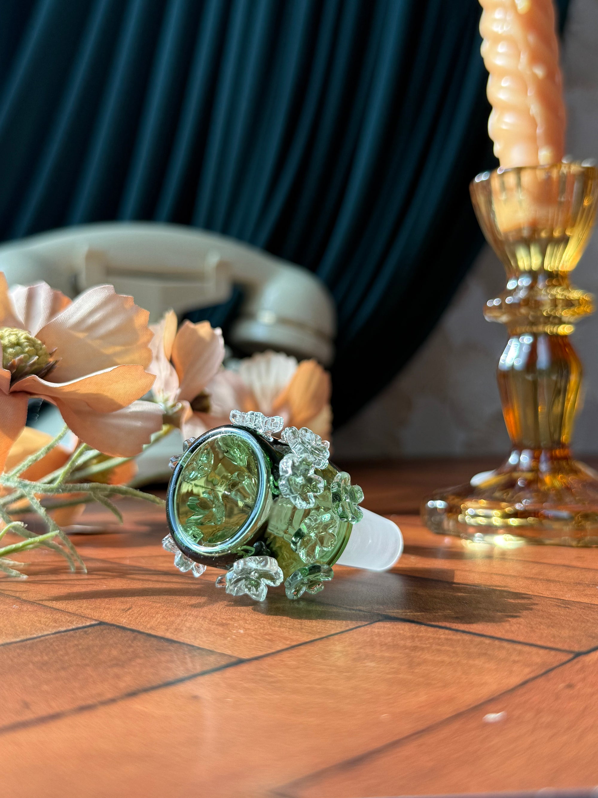 Crystal Flower Slide- Green