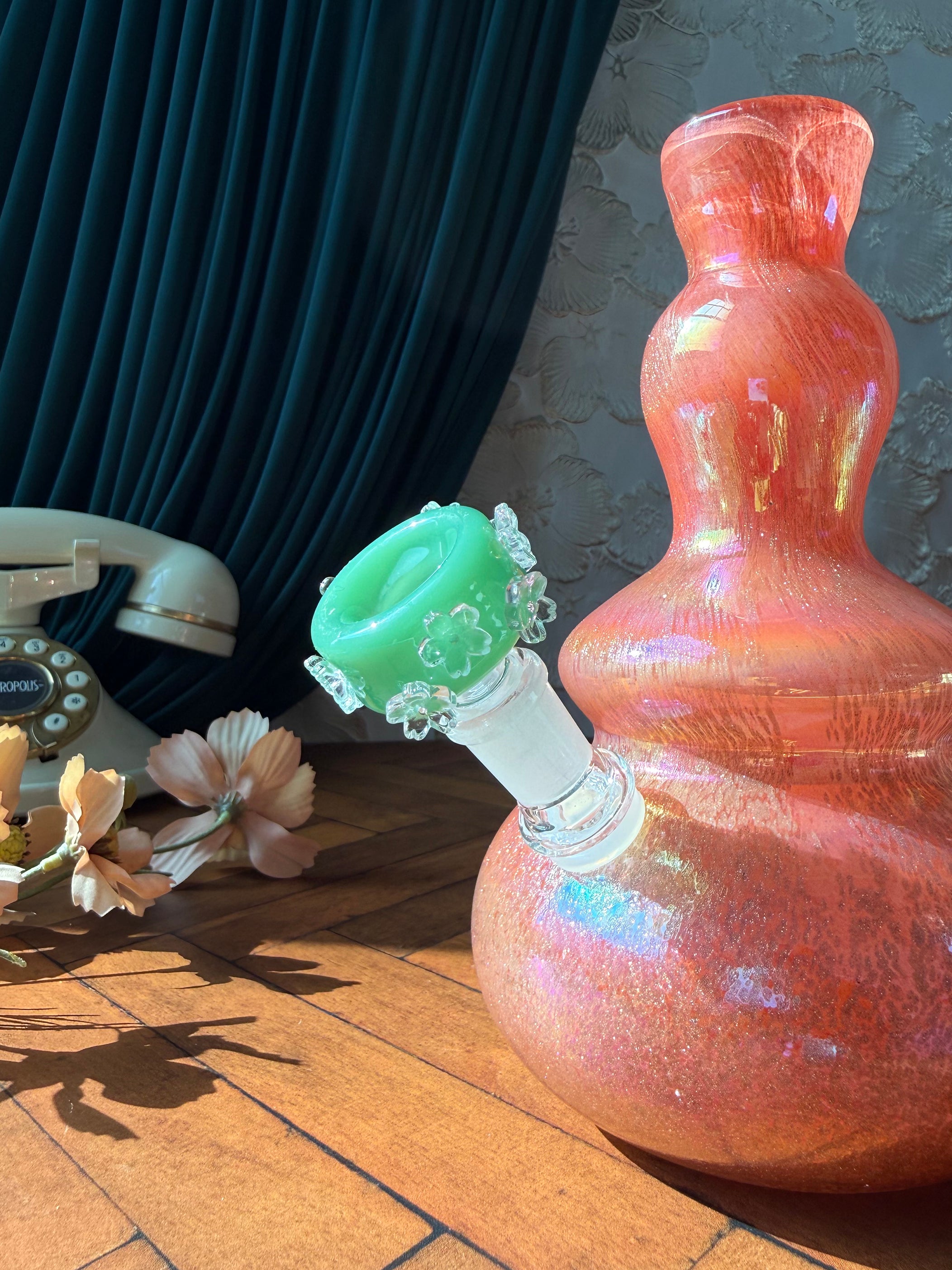 Crystal Flower Slide- Dark Jade Green