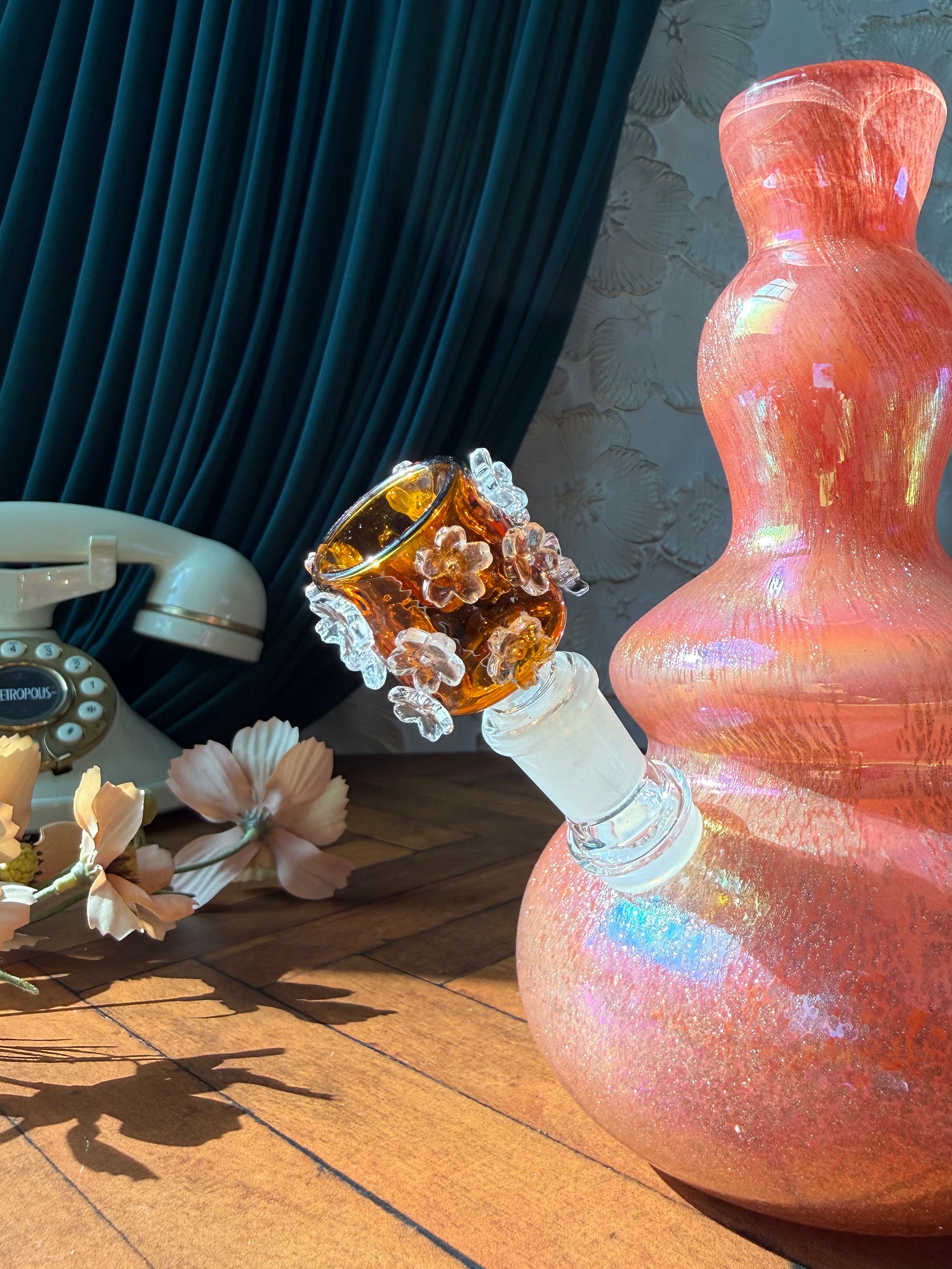 Crystal Flower Slide- Amber