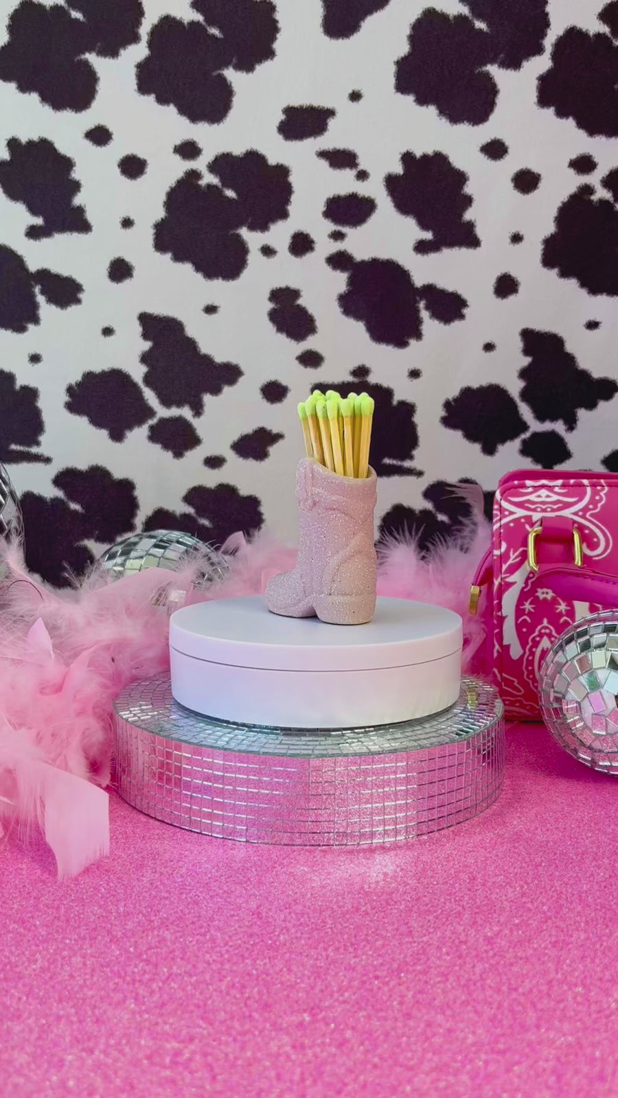 Cowboy Boot Match Holder + Striker- Pink