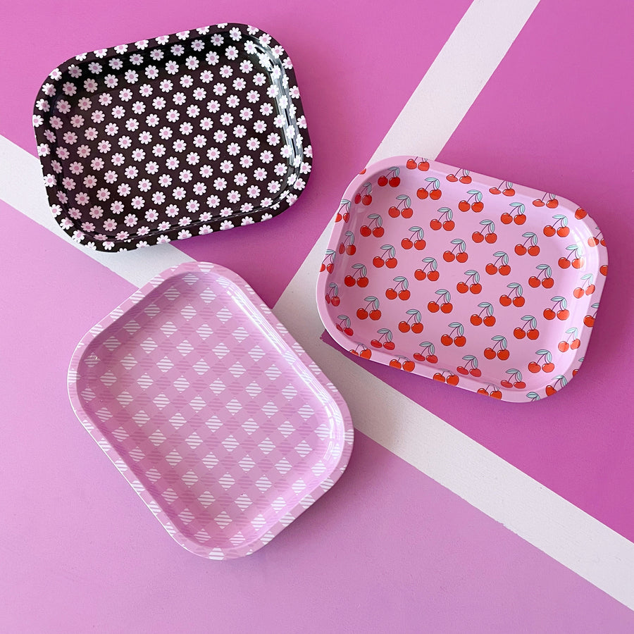 Gingham Rolling Tray