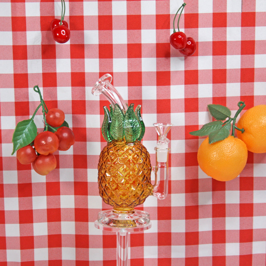 Pineapple Water Pipe- Amber Glass