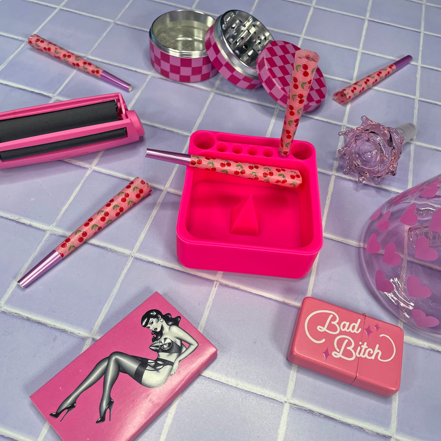 Pink Silicone Debowler Ash Tray