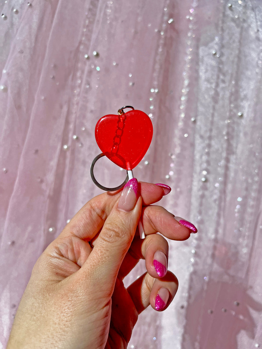 Heart Lolli Packing Tool Keychain- Red