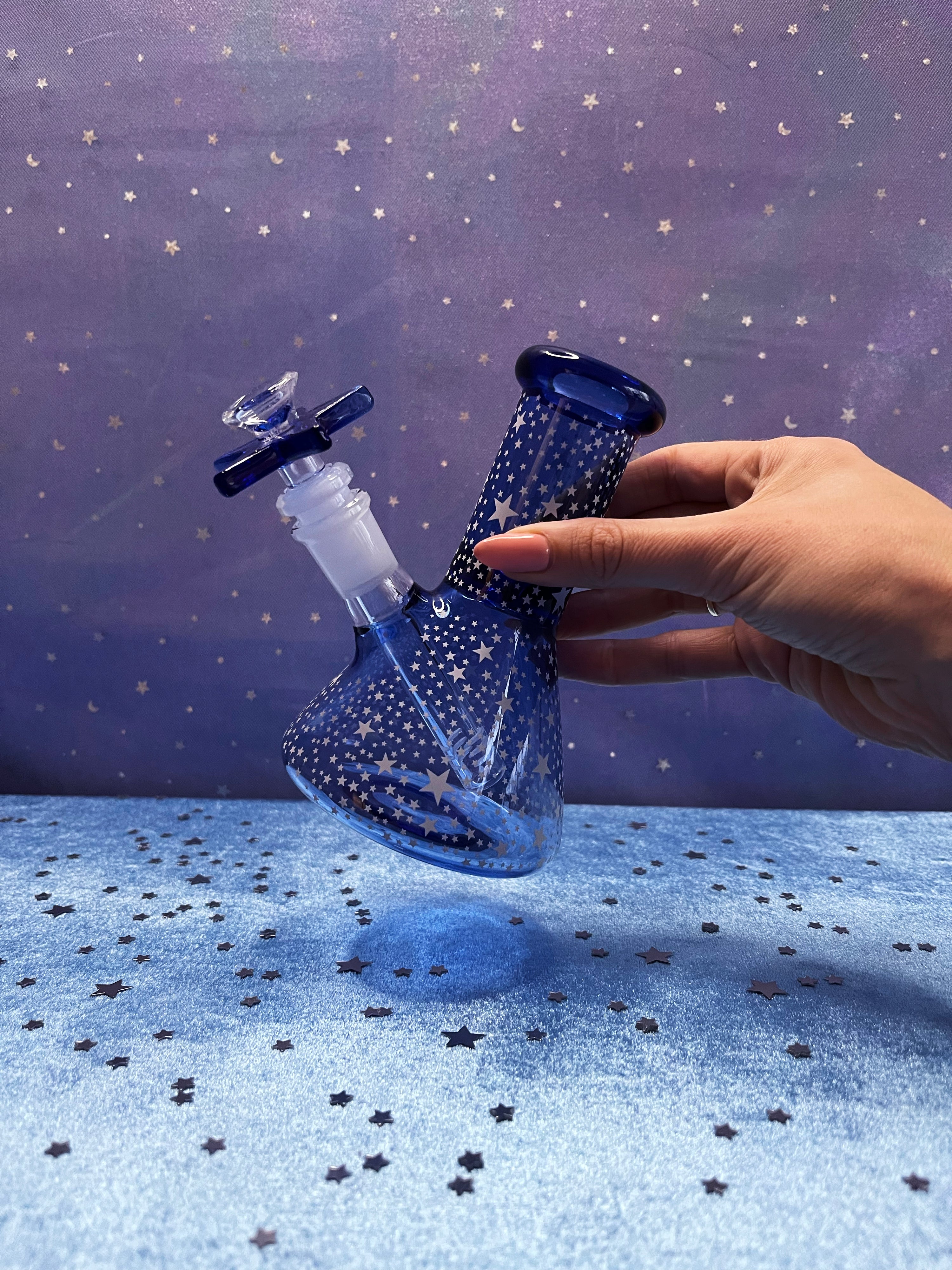 Celestial Mini Bong (glow in the dark!)- Blue