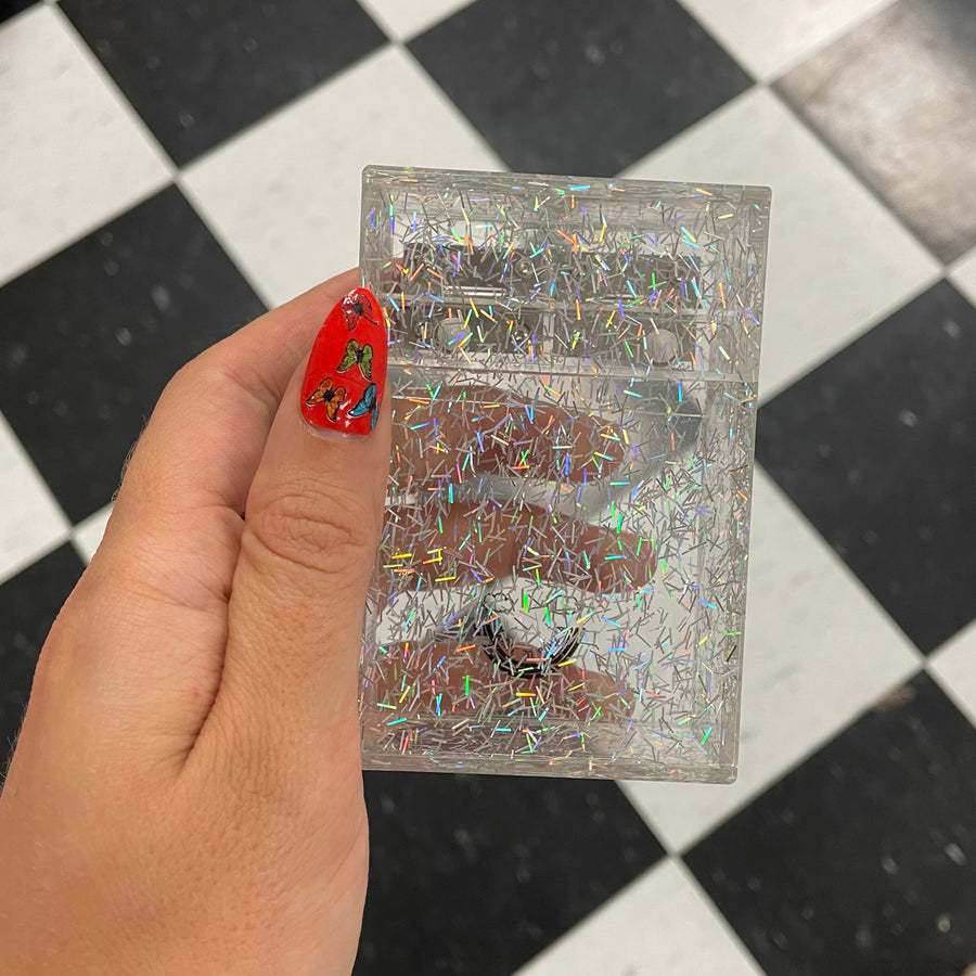 Glitter Cigarette Box-Clear Holographic Glitter