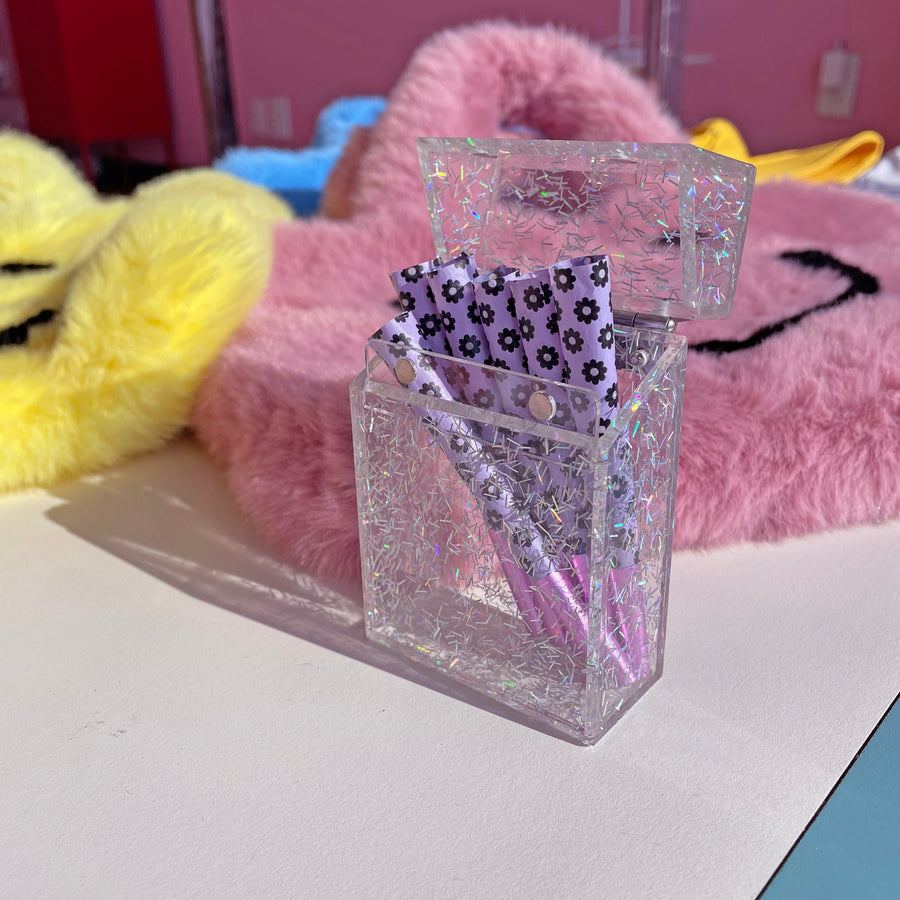Glitter Cigarette Box-Clear Holographic Glitter