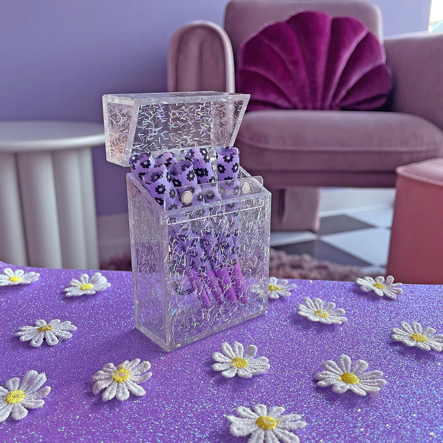 Glitter Cigarette Box-Clear Holographic Glitter