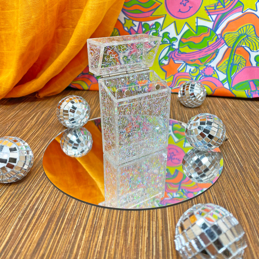 Glitter Cigarette Box-Clear Holographic Glitter