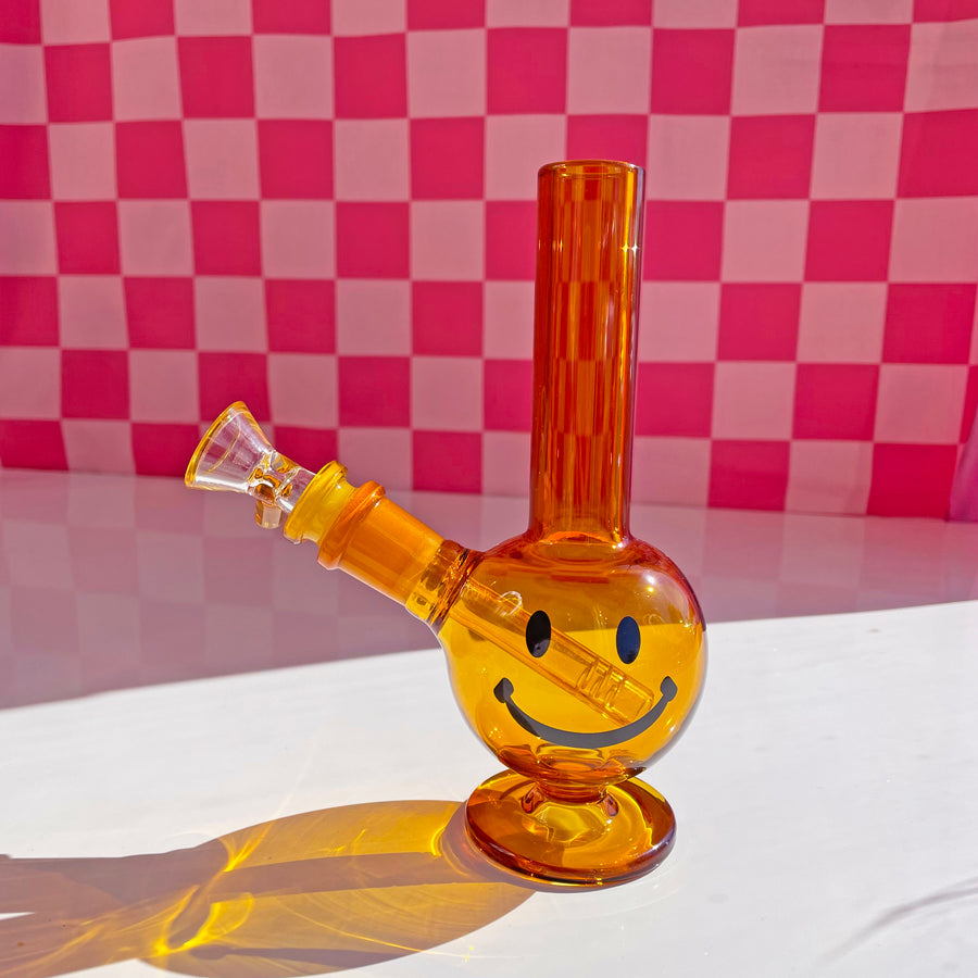 Smiley Mini Bong- Amber