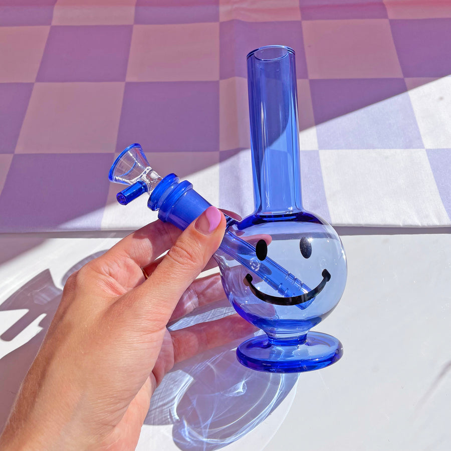 Smiley Mini Bong- Blue