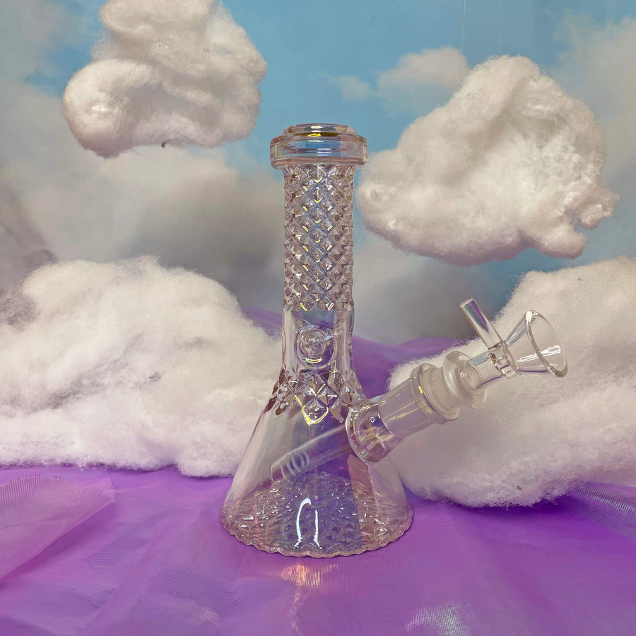 USA Glass Iridescent Amber Tank Glass Water Pipe Bong