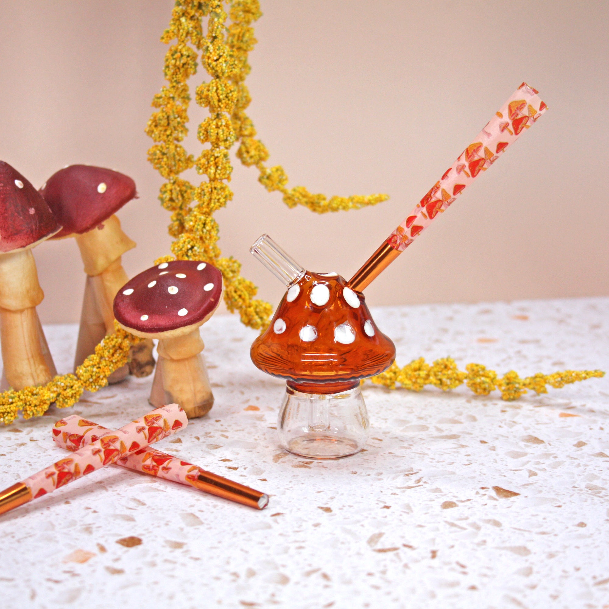 Mushroom Joint Bubbler- Amber