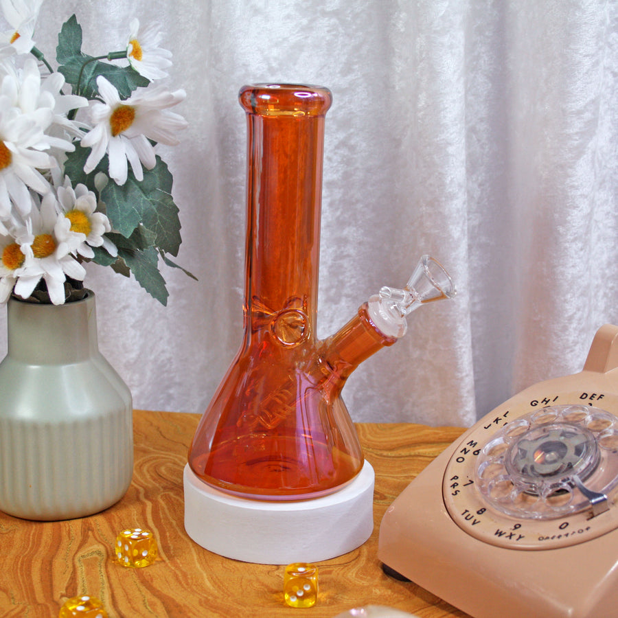 Opalescent Beaker Bong- Ruby