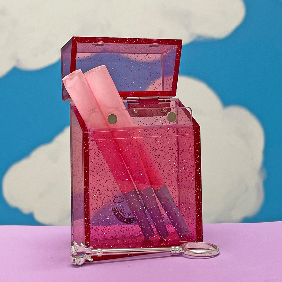 Glitter Cigarette Box- Pink