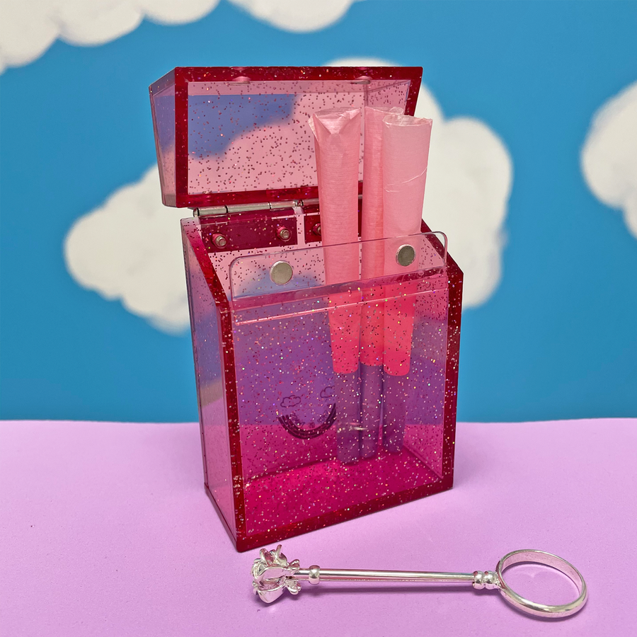 Glitter Cigarette Box- Pink