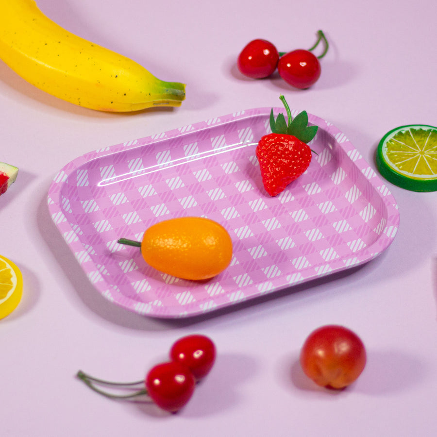Gingham Rolling Tray