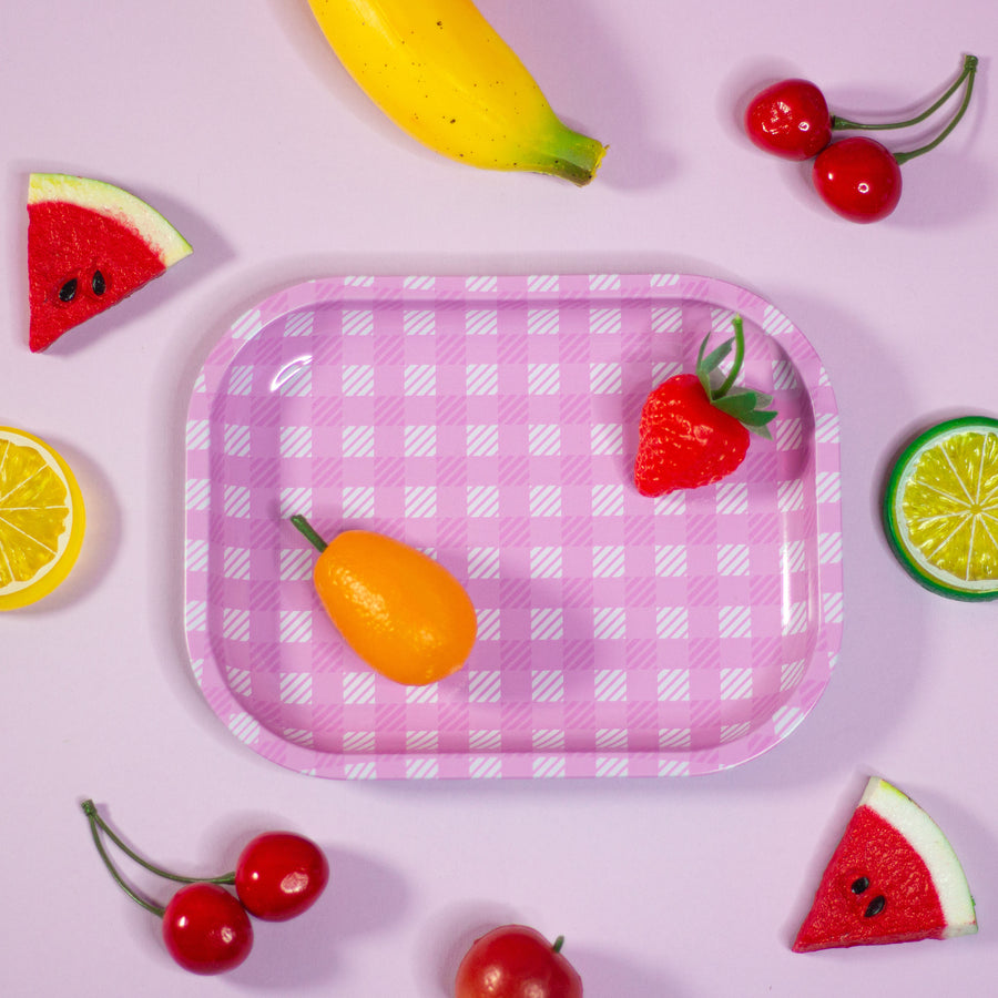 Gingham Rolling Tray